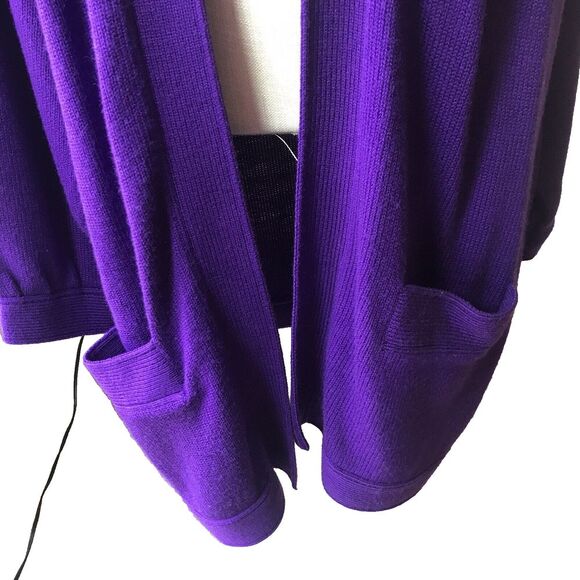 FITTING IMAGE Woman's Purple Cardigan Open Front Long Sleeves Pockets Sz 20/22 - Picture 7 of 16